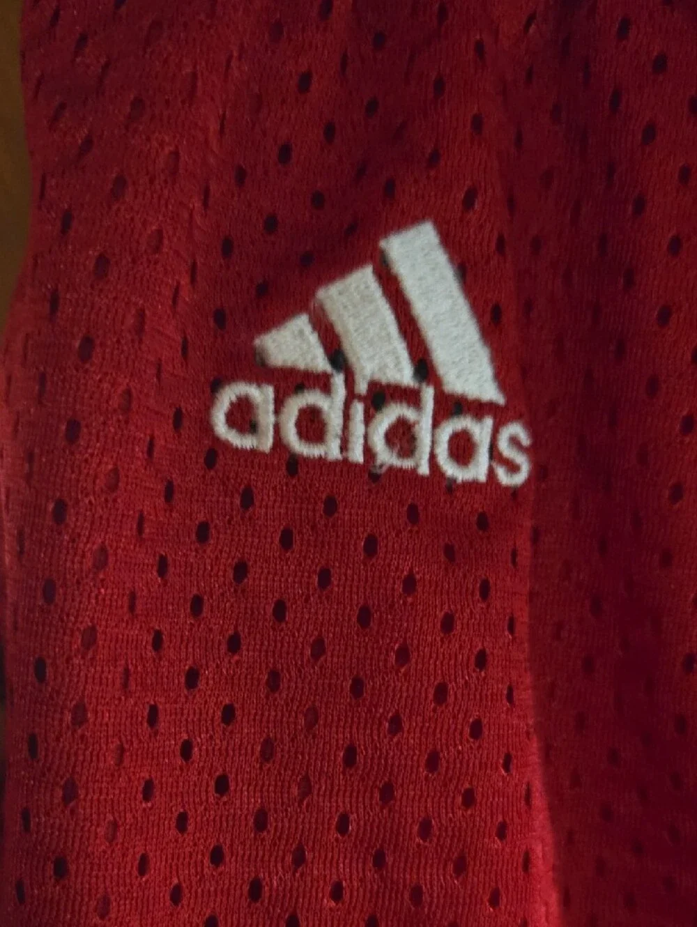 adidas Red Men's Athletic Mesh Shorts with White Stripes